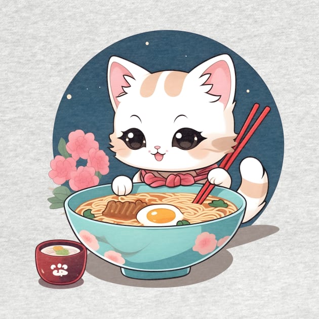 Ramen cat - funny, cute, gift idea, cats, for girls, women, kids, men, boys, christmas, birthday, gift, valentines day, mom, dad, japan, japanese culture, anime, manga, chibi, kawaii, japanese food lover, noodles, ramen, sushi, lover, kitty, cat lady, by Fanboy04